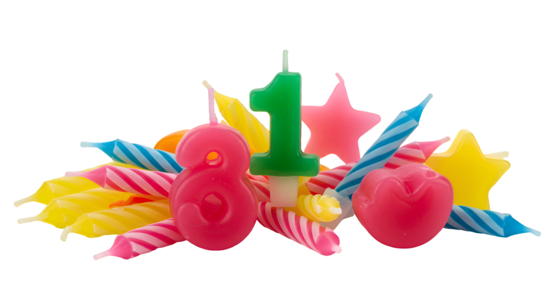 Colorful Birthday Candles Number One Number Three Stars and Swirls png