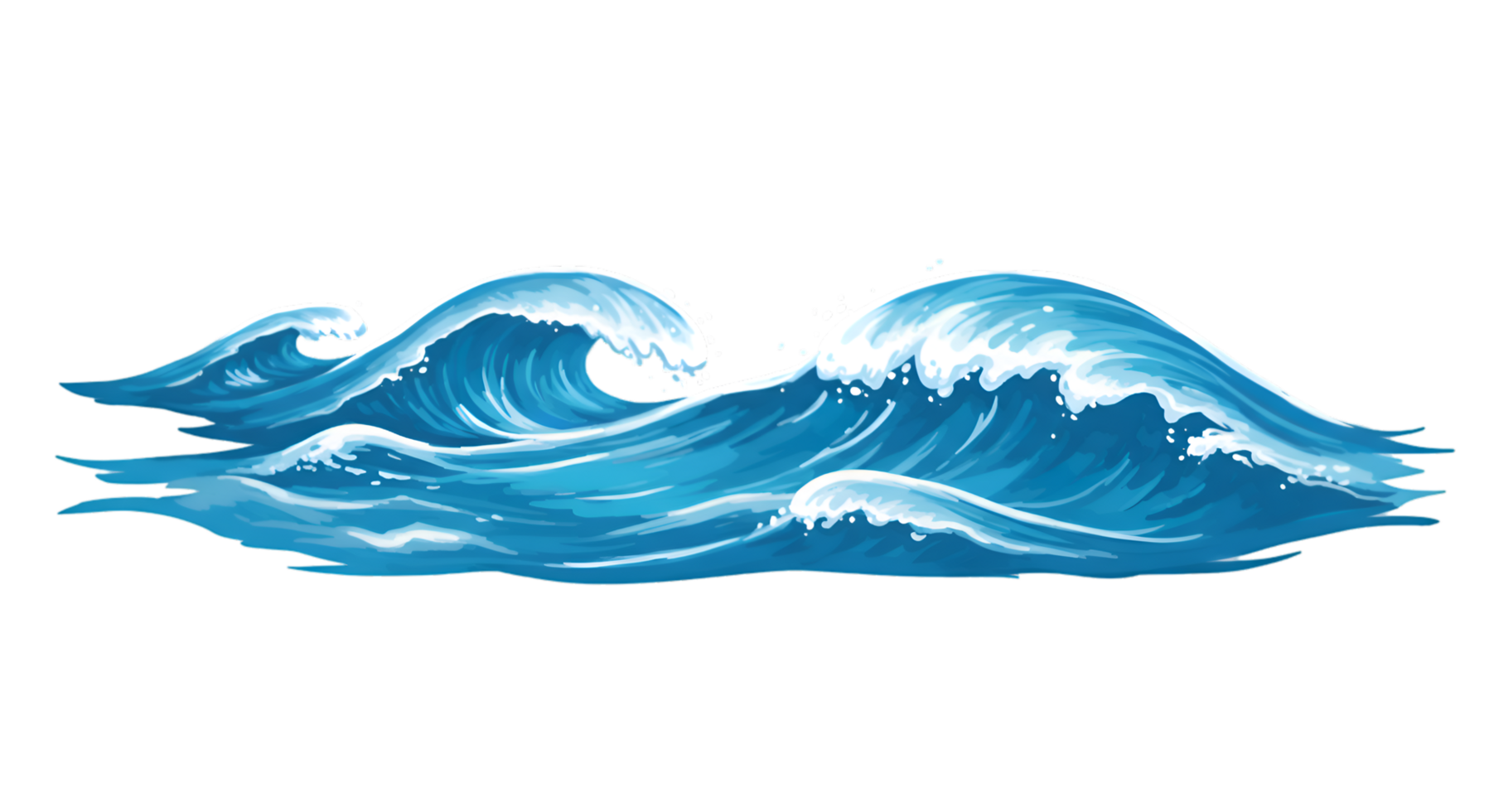 Dynamic Ocean Waves with Foamy Crests and Deep Blue Hues Artistic Rendering png