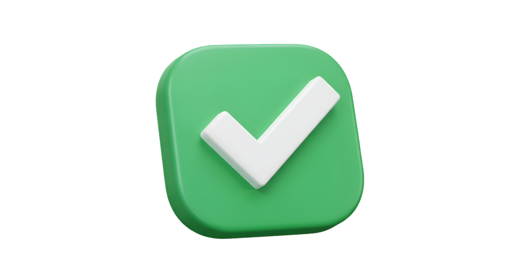 Rendered Green Square with White Check Mark Symbolizing Approval png
