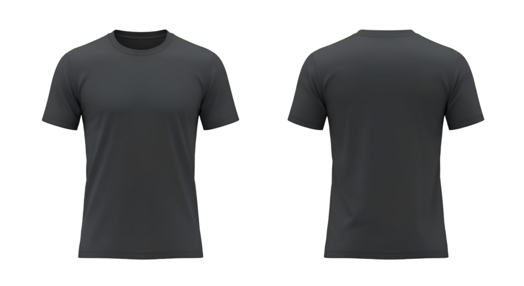 Front and Back View of a Dark Gray Crew Neck TShirt png