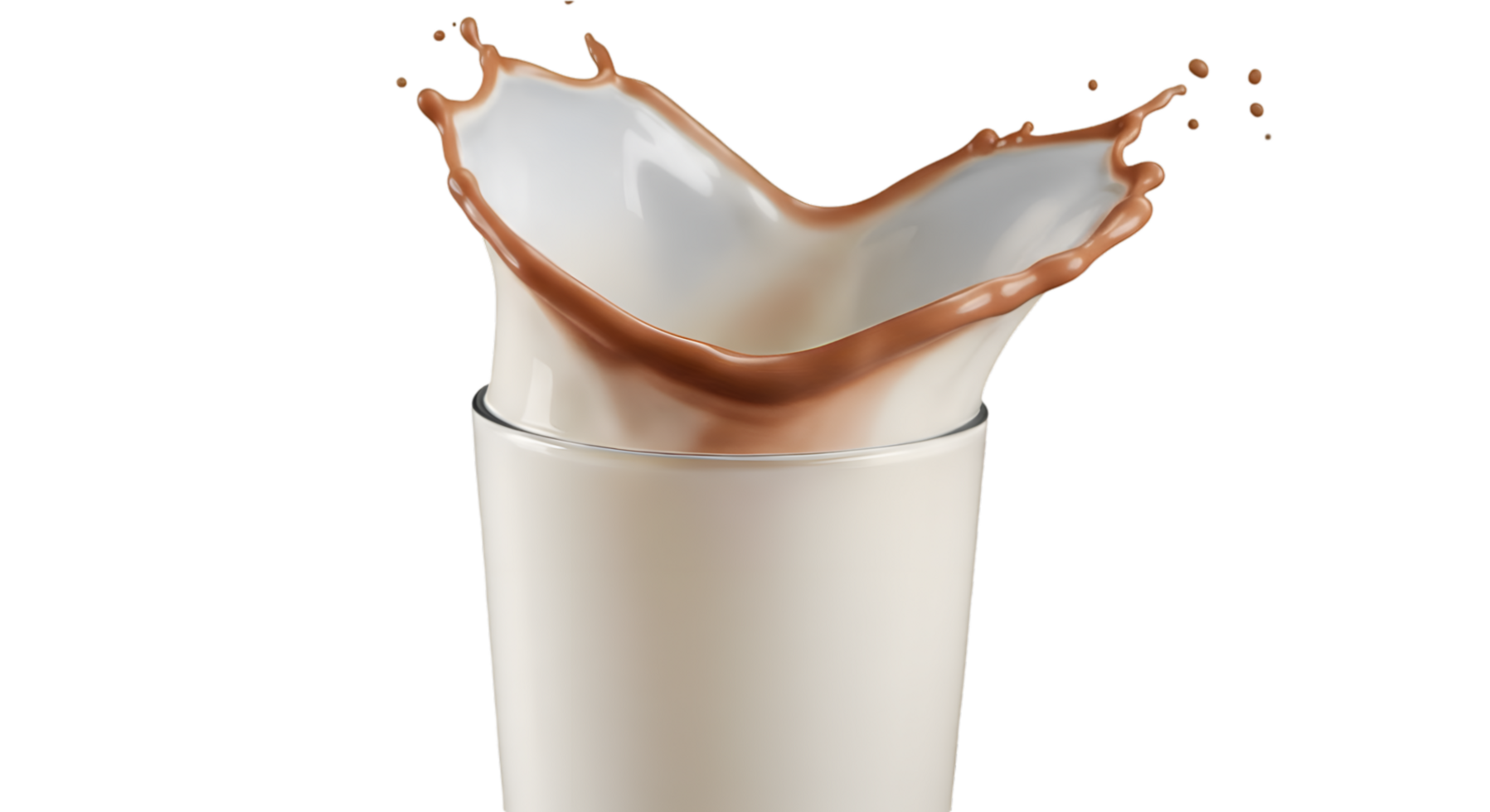 Chocolate Milk Splashing Dynamically from a Glass Forming a Crownlike Shape with Droplets png