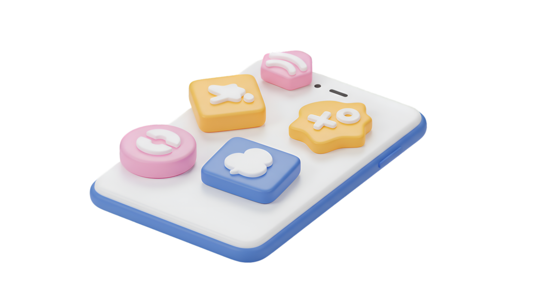 Stylized Smartphone with Colorful App Icons in a Playful Arrangement png