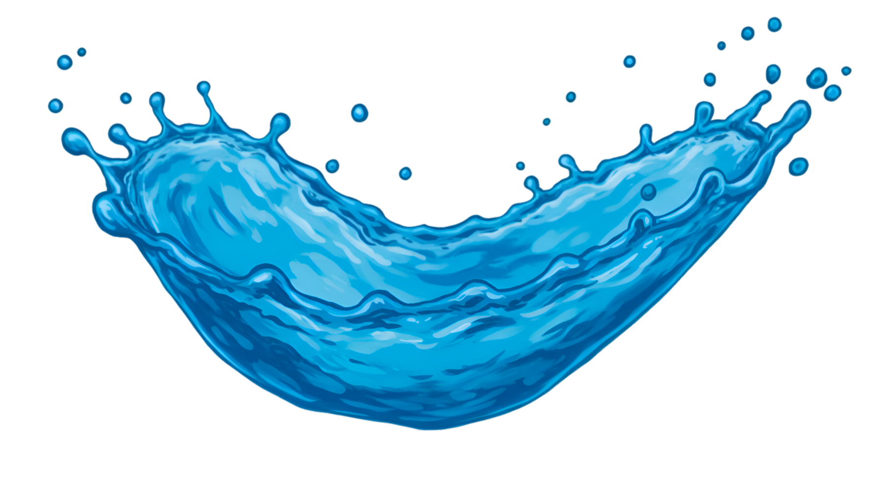 Dynamic Blue Water Splash with Droplets and Ripples in MidAir png