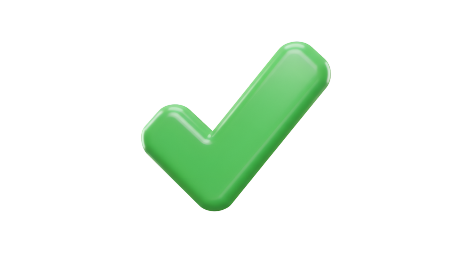 Glossy Green Check Mark Symbol with Rounded Edges and Subtle Lighting png
