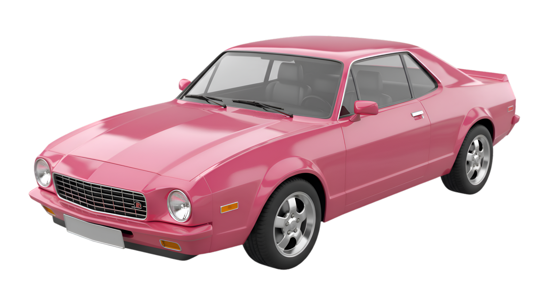 RoseColored Classic Coupe with Chrome Trim and FiveSpoke Wheels png