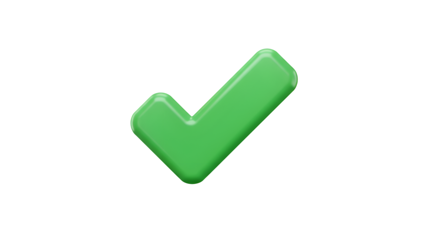 Glossy Green Check Mark Symbol with Rounded Edges and Subtle Shadows png