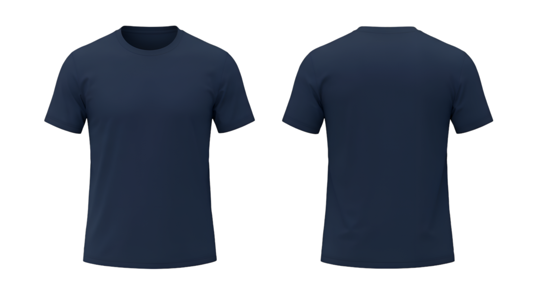 Navy Blue Crew Neck TShirt Front and Back View Mockup png
