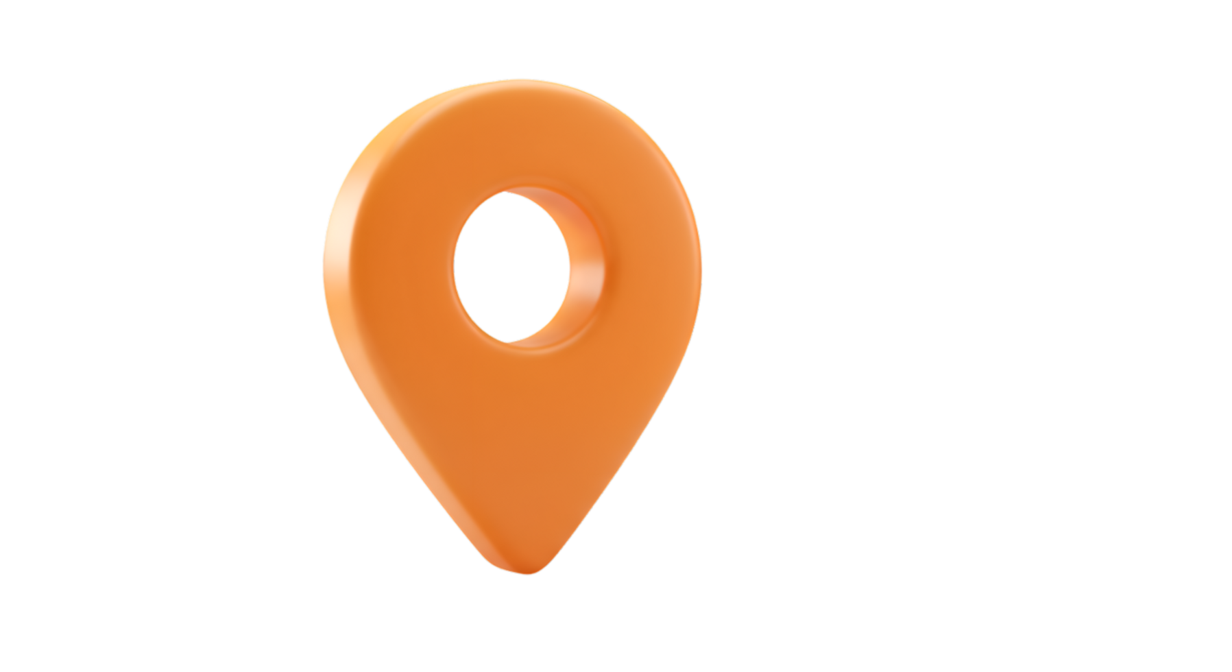 ThreeDimensional Orange Location Pin with Rounded Edges and Central Hole png