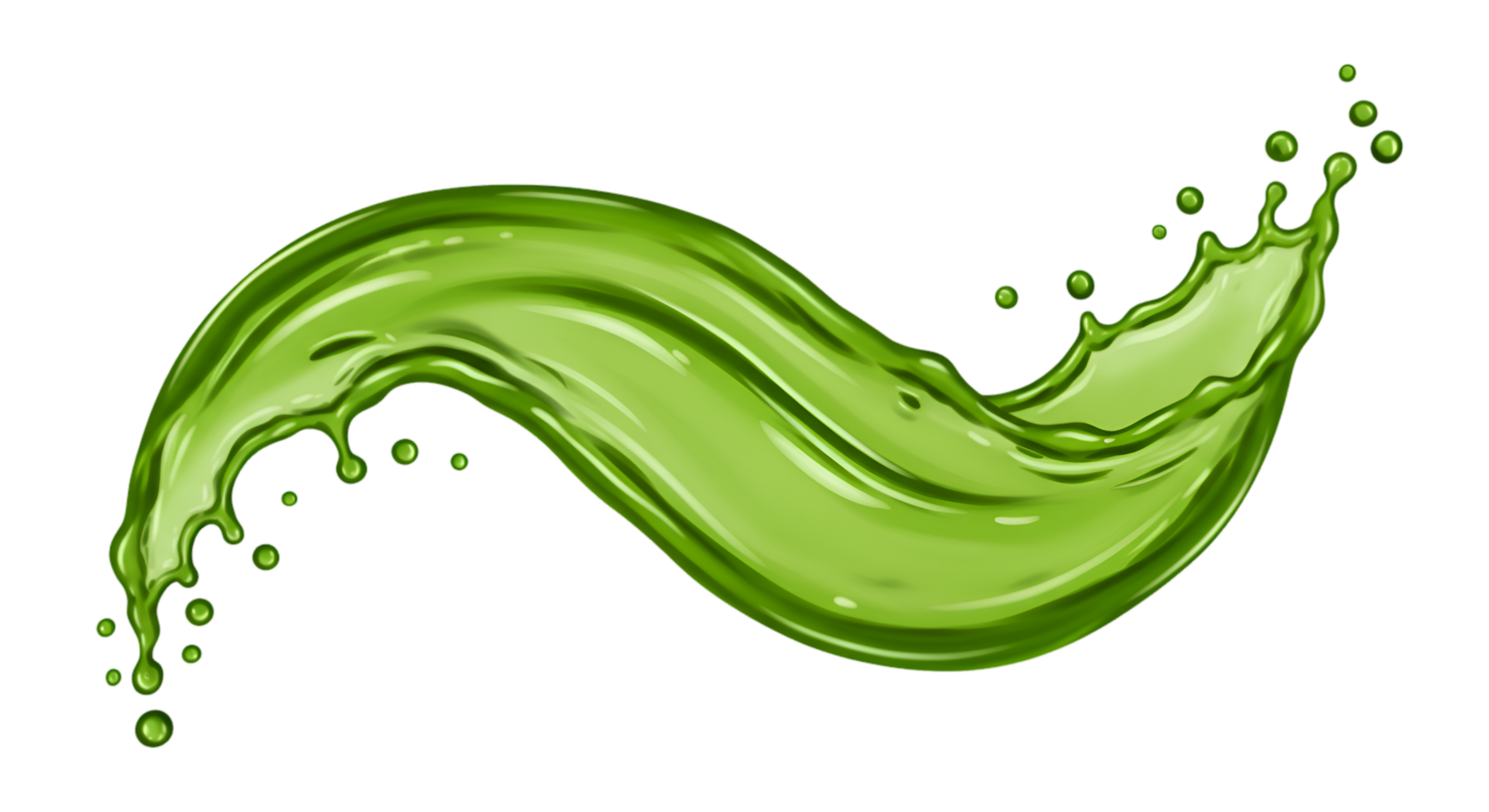 Vibrant Green Liquid Splash with Droplets and Dynamic Wave Formation png