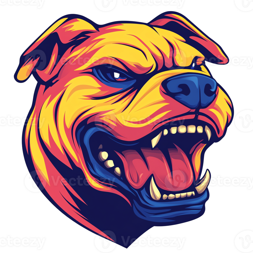 Illustration Aggressive Dog Head Colorful Angry Canine Mascot png