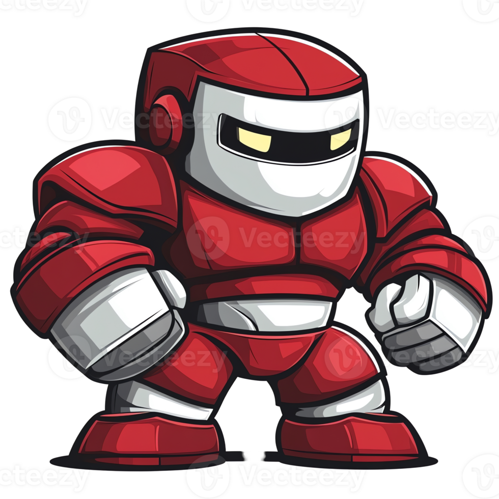 Illustration - Powerful Red Robot, Futuristic, Strength, Technology, Artificial Intelligence, Robotics, Cartoon, Digital Art, Innovation, Automation png