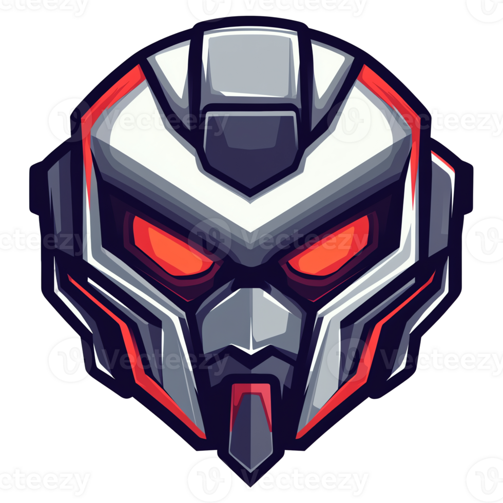 Illustration - Futuristic Robot Head with Glowing Eyes png