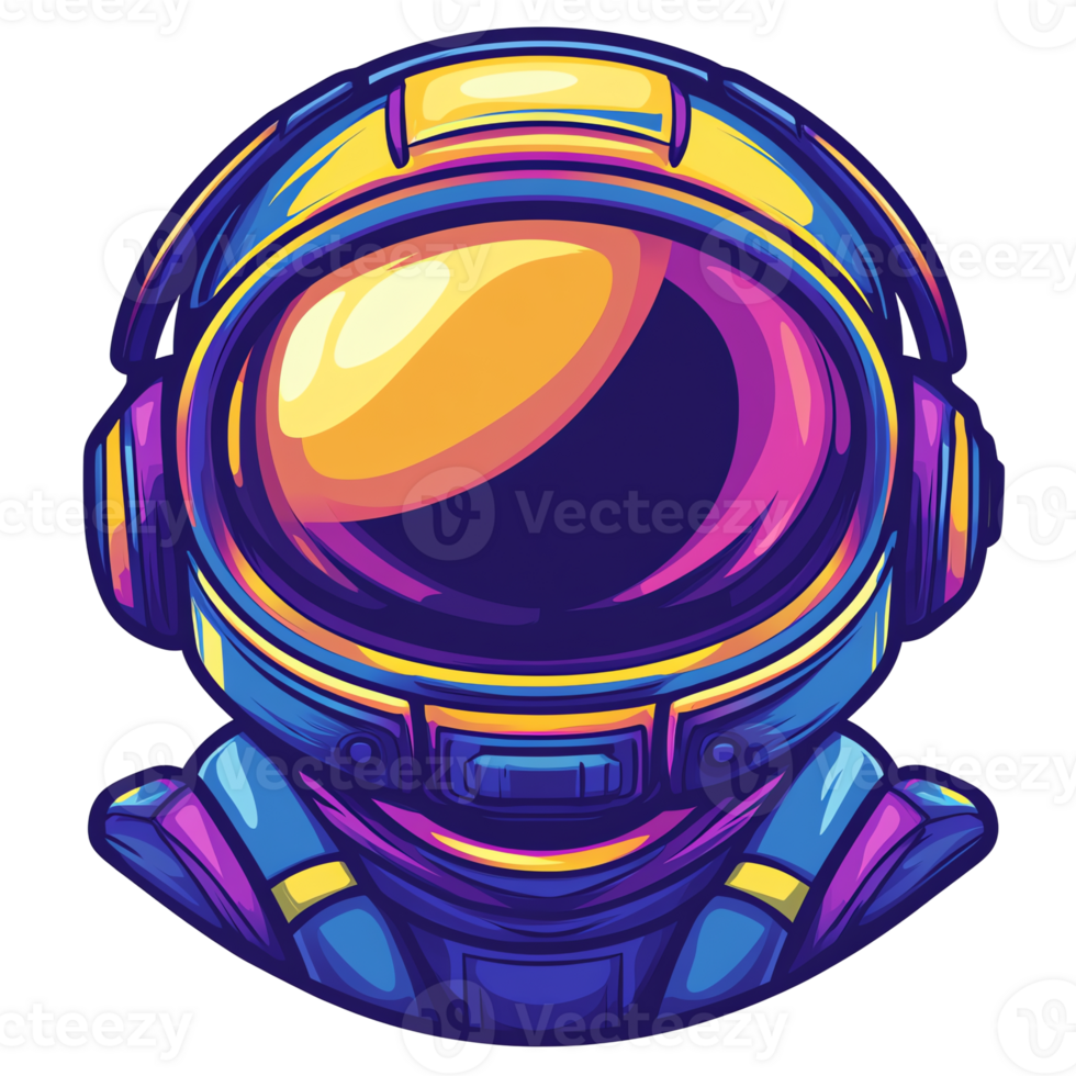 Vibrant astronaut helmet illustration on transparent background png
