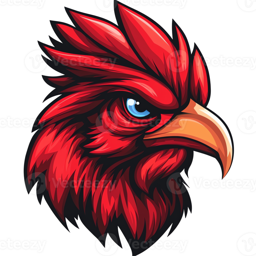 Fierce red eagle head illustration on transparent background a powerful symbol of strength and freedom png