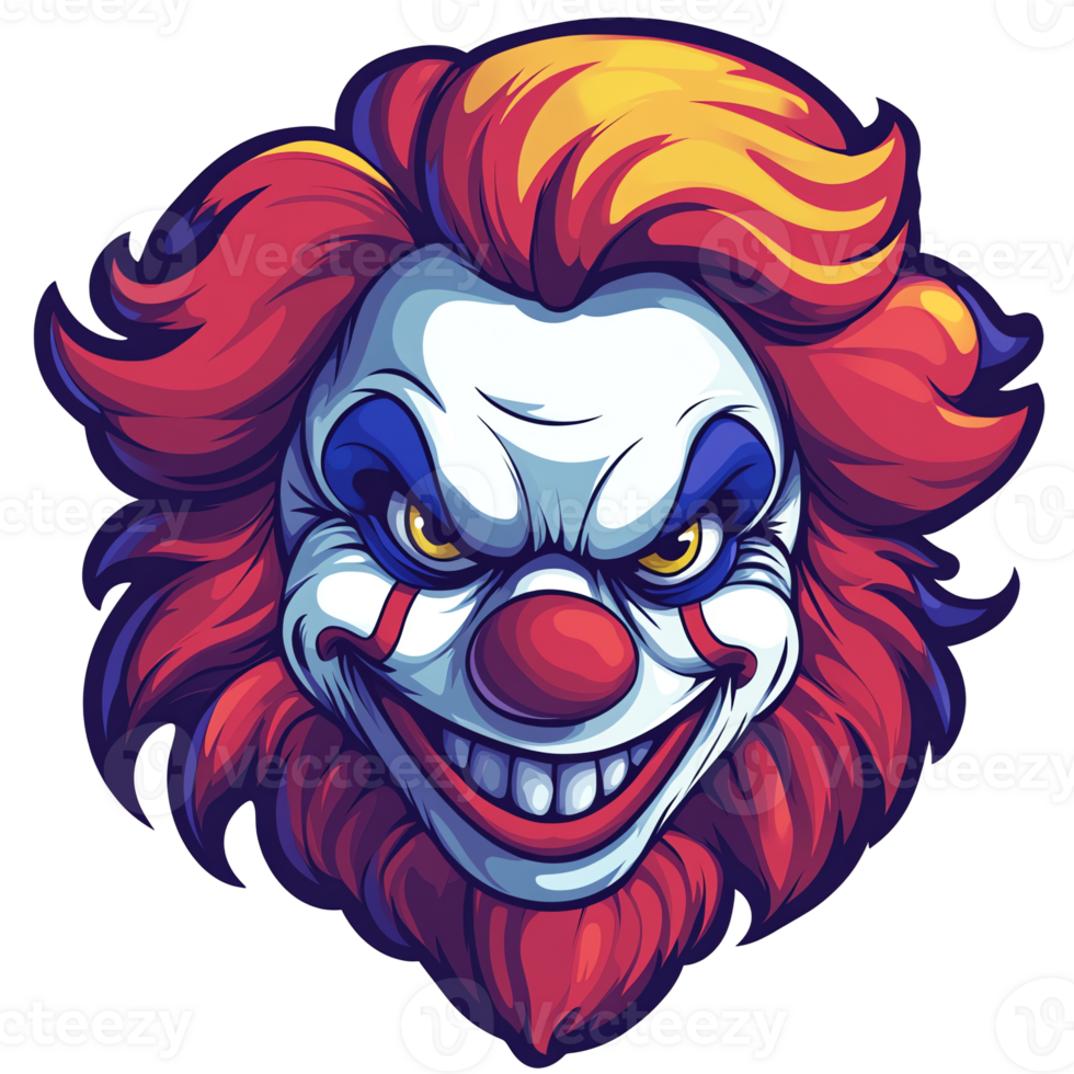 Evil Clown Face, Red Hair, Scary Grin png