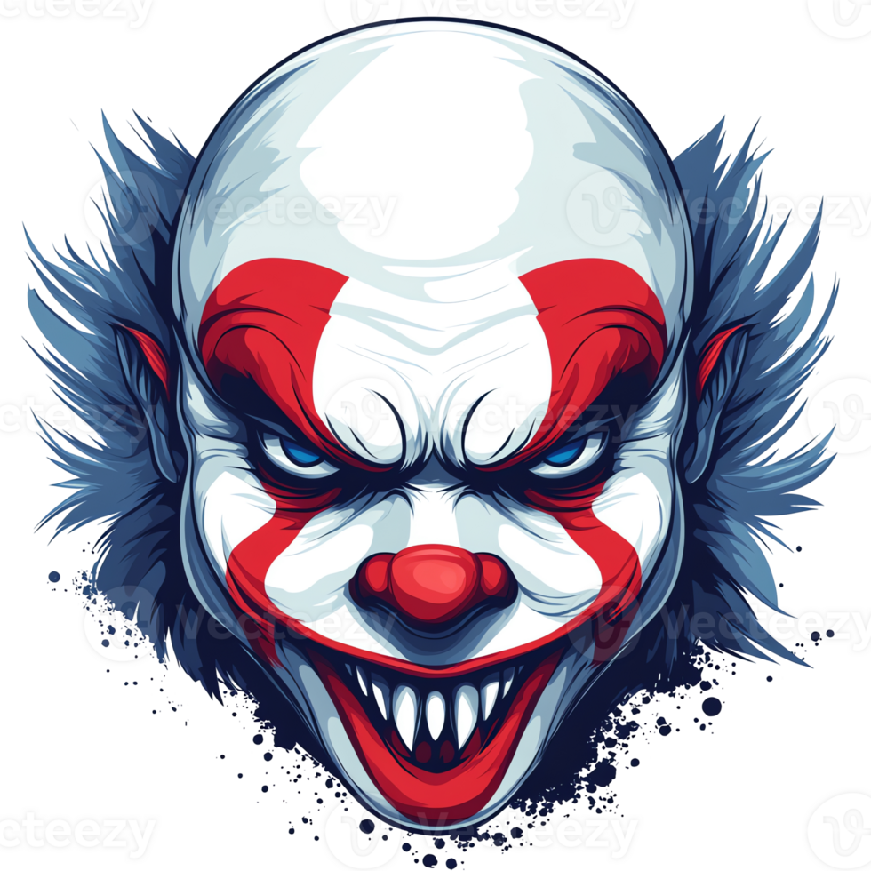 Sinister Clown Face with Sharp Teeth png