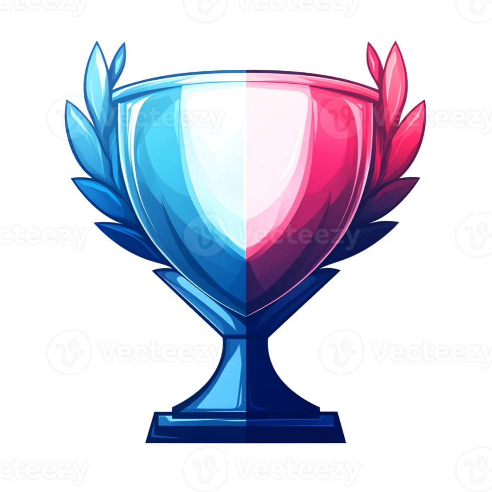 Vibrant split colored trophy a symbol of achievement and victory on transparent background png