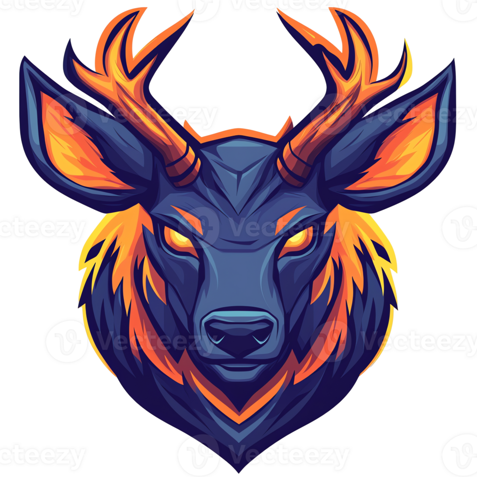 Fiery majestic deer head logo a powerful symbol for esports and branding png