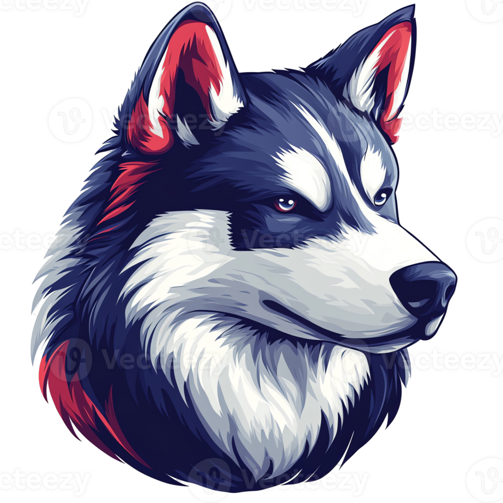 Majestic Canine Portrait A Study in Blue, White, and Red png