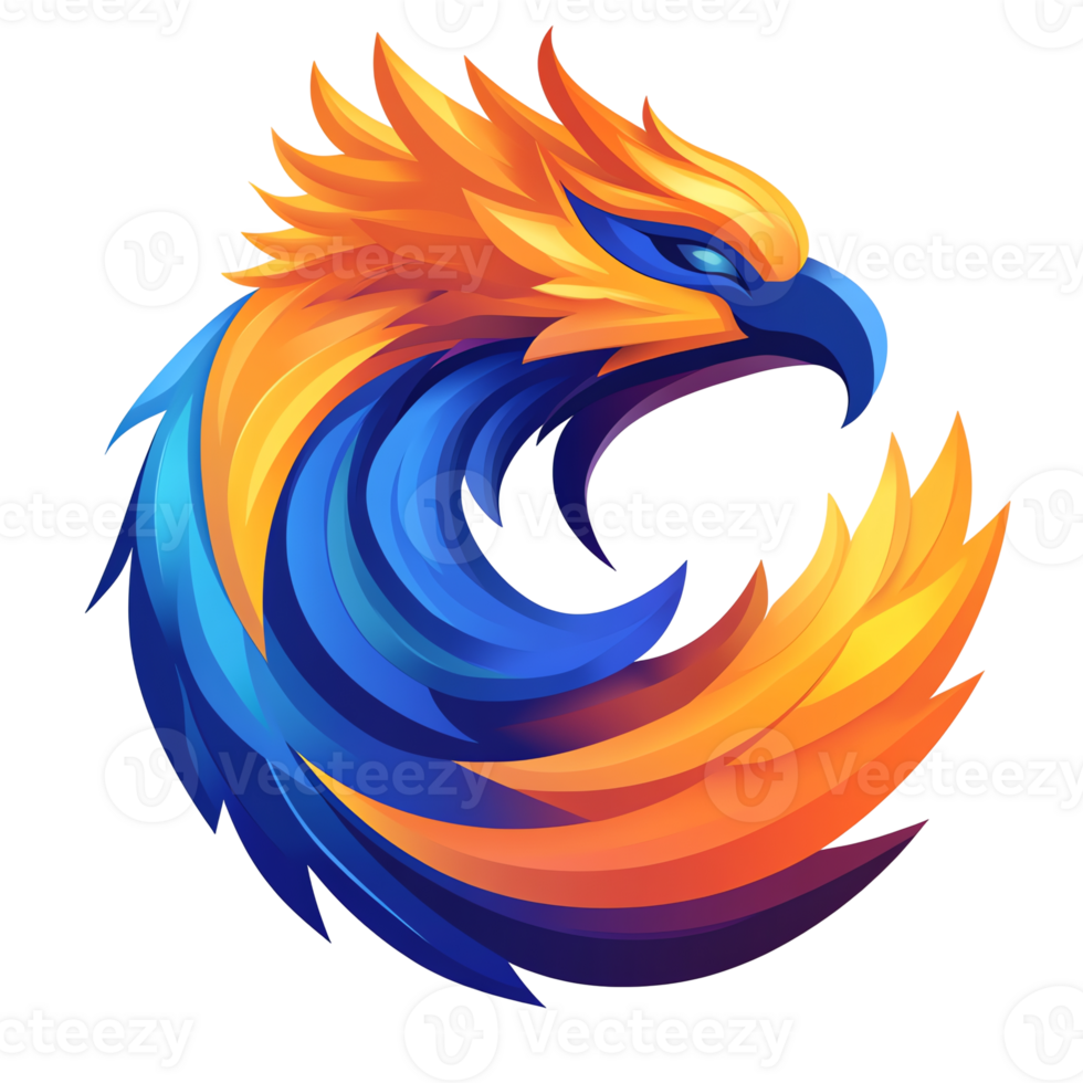 Fiery phoenix logo a majestic vibrant bird logo design on transparent background png