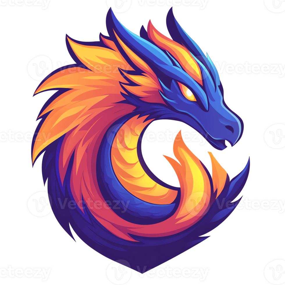 Majestic fire dragon a vibrant digital art illustration on transparent background png