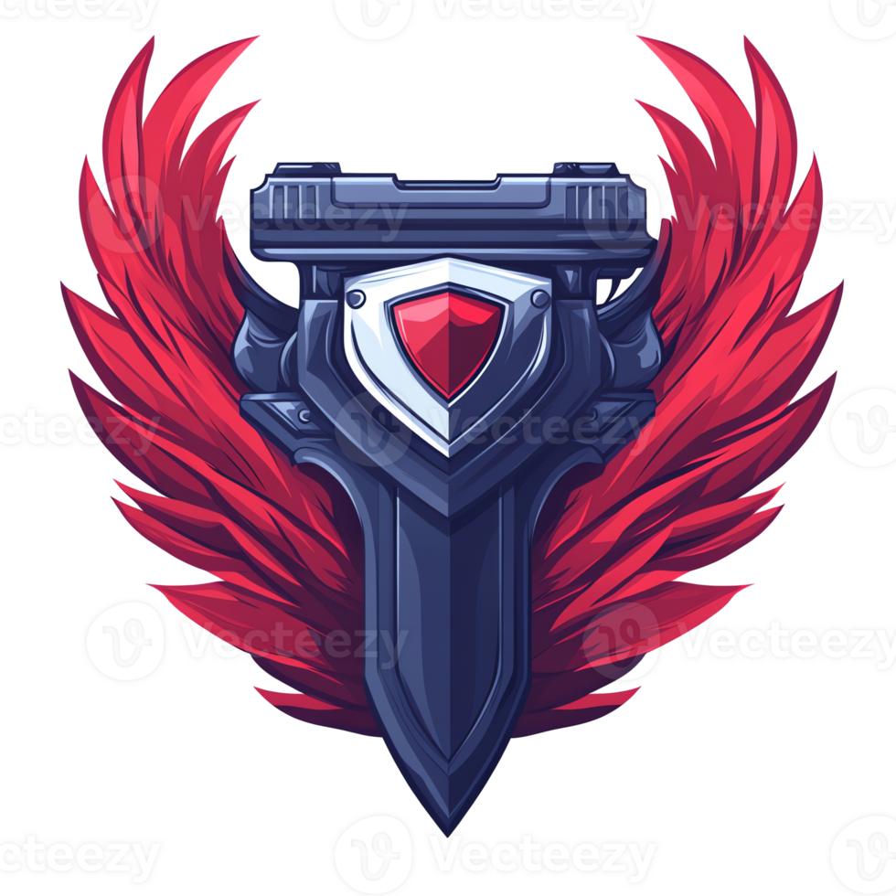 Winged heart shield emblem symbolizing protection and love on transparent background 120 characters png