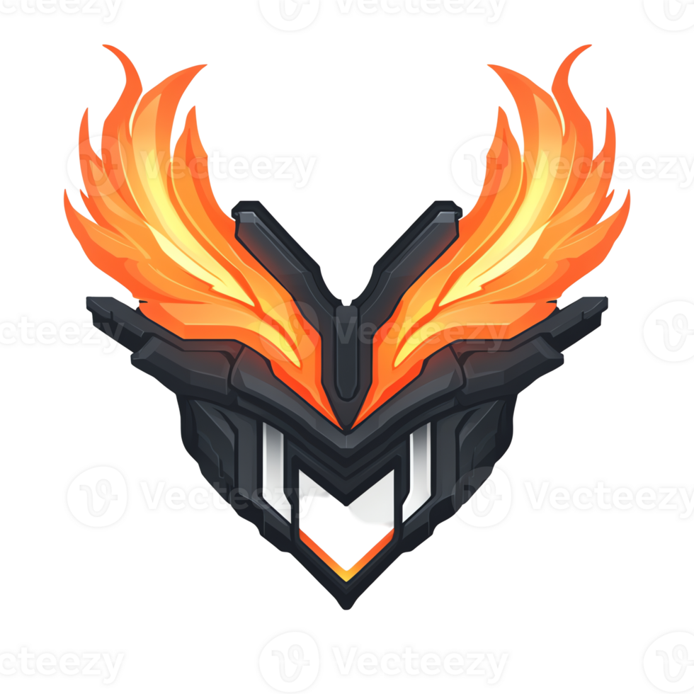 Fiery wings emblem a powerful gaming logo design on transparent background png