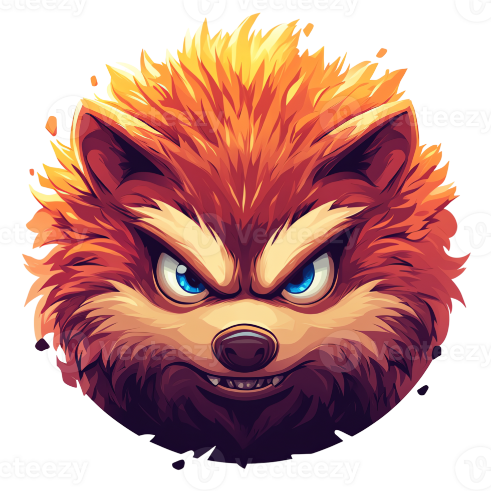 Fiery wolf character art on transparent background a powerful and intense headshot illustration png