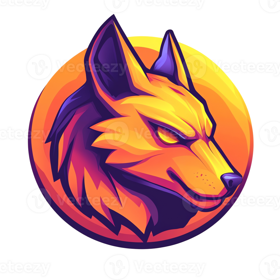 Fierce orange wolf head logo on transparent background a powerful symbol of strength and wildness png