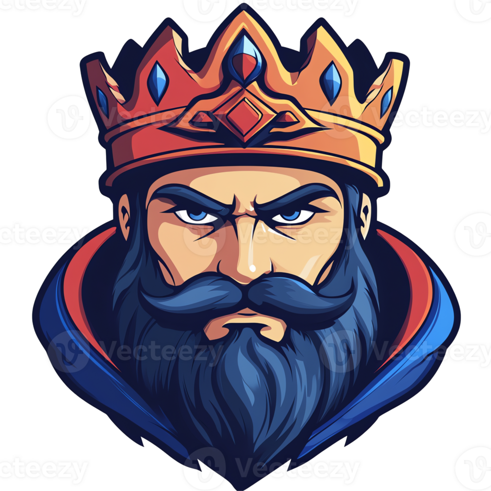 A majestic king portrait powerful ruler with crown and beard on transparent background png