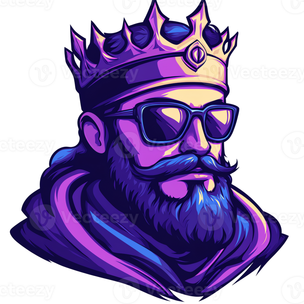 Majestic king with crown and sunglasses a regal profile picture logo design on transparent background png