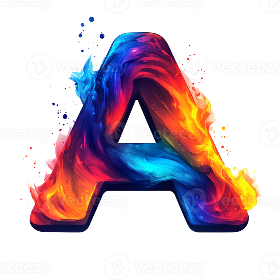 Fiery letter a on transparent background a vibrant abstract design png