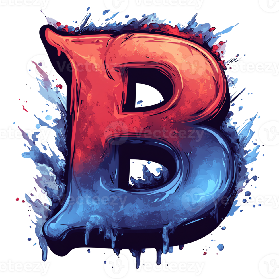 Stylized fire and ice letter b logo on transparent background 120 characters png
