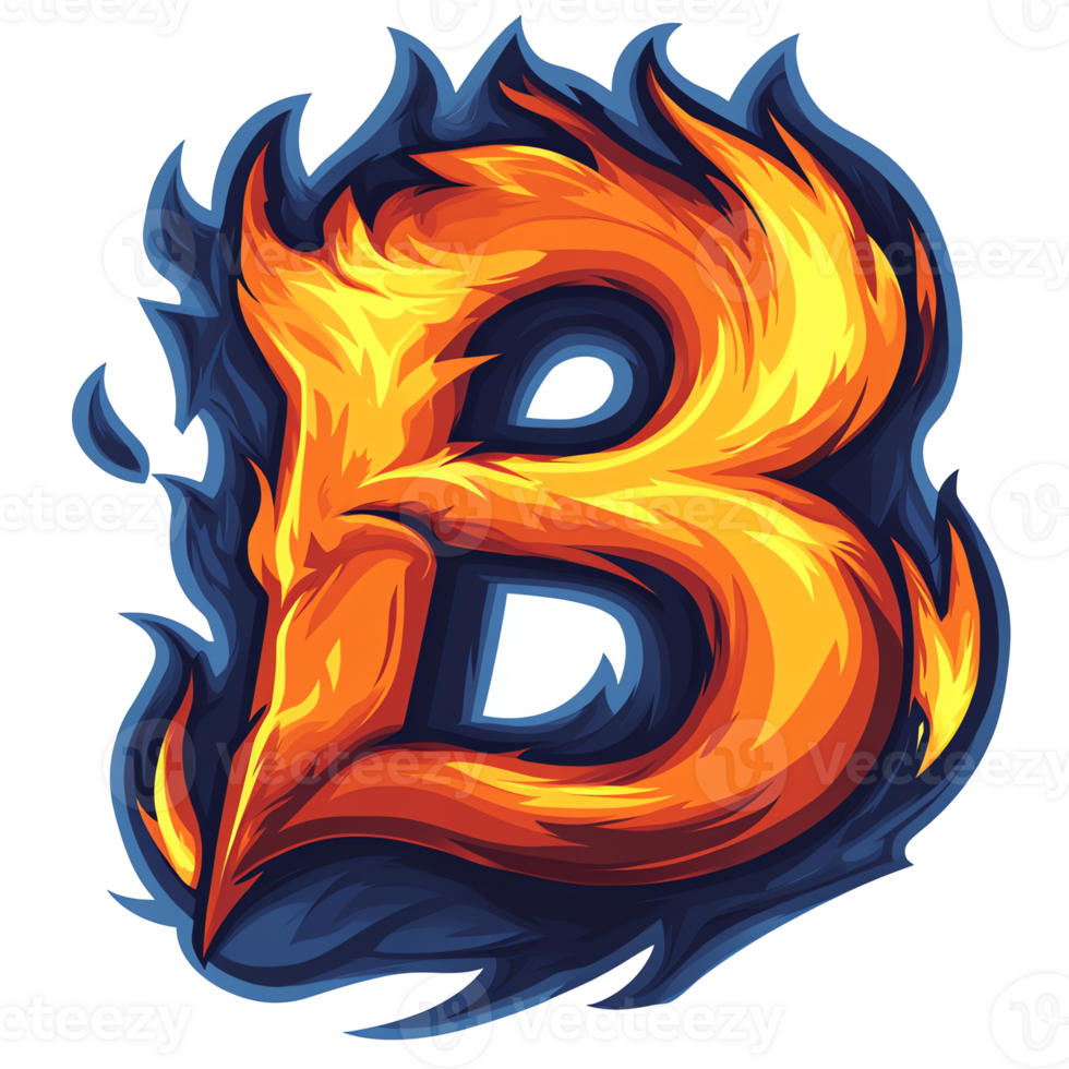 Fiery letter b logo a flaming design on transparent background for branding and identity png