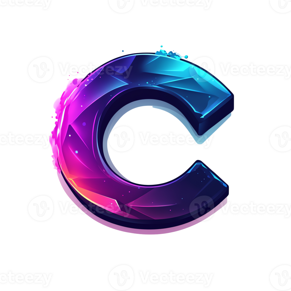 Vibrant stylized letter c logo on transparent background a dynamic and colorful brand identity symbol png