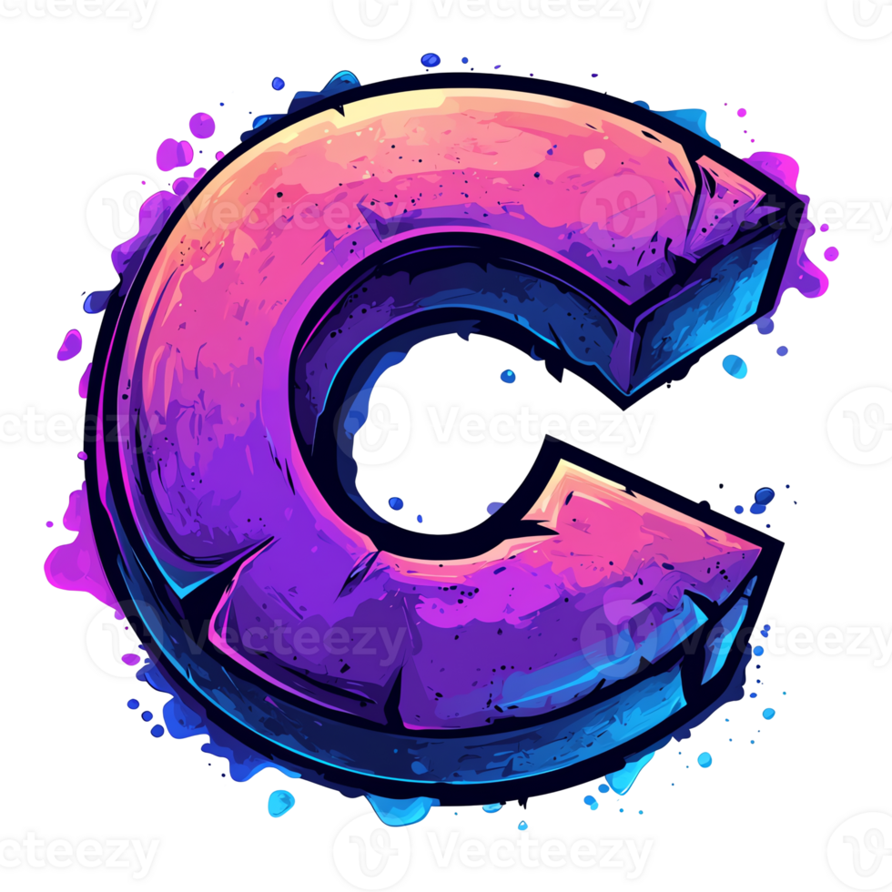 Vibrant stylized letter c logo on transparent background a modern abstract and colorful logo design png