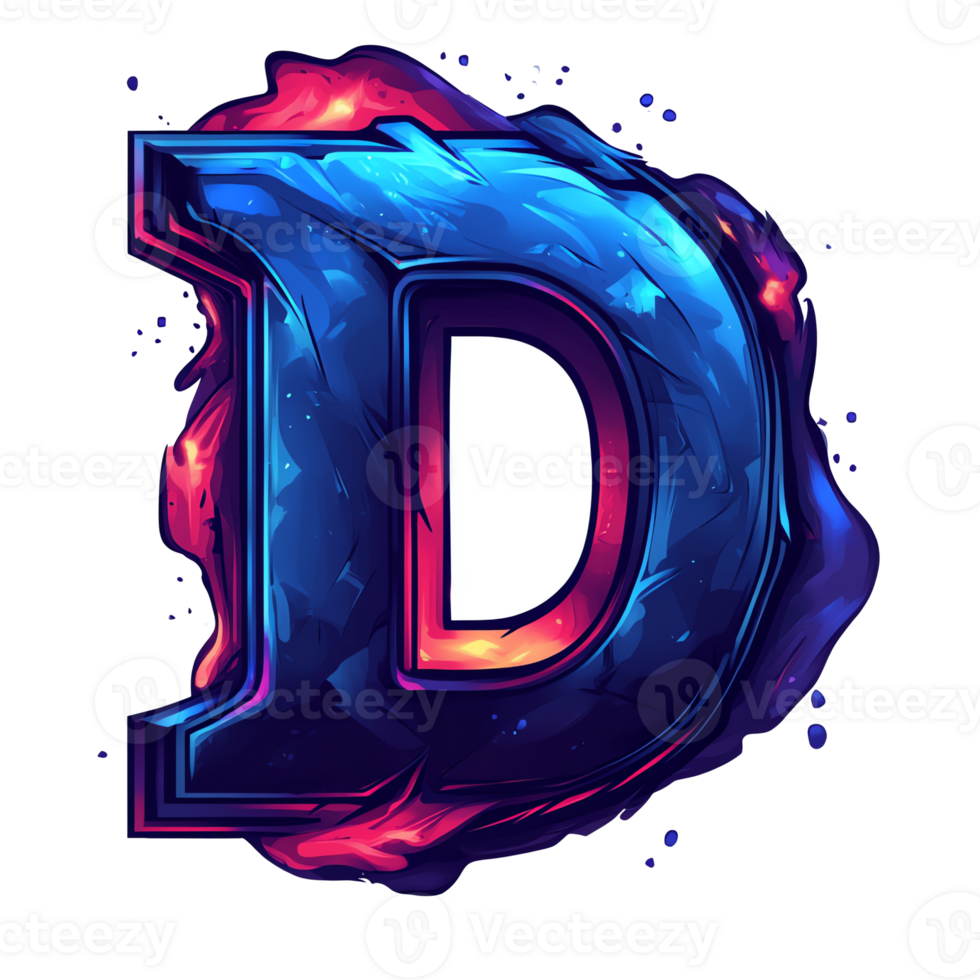 Vibrant blue and purple stylized letter d gaming logo on transparent background png