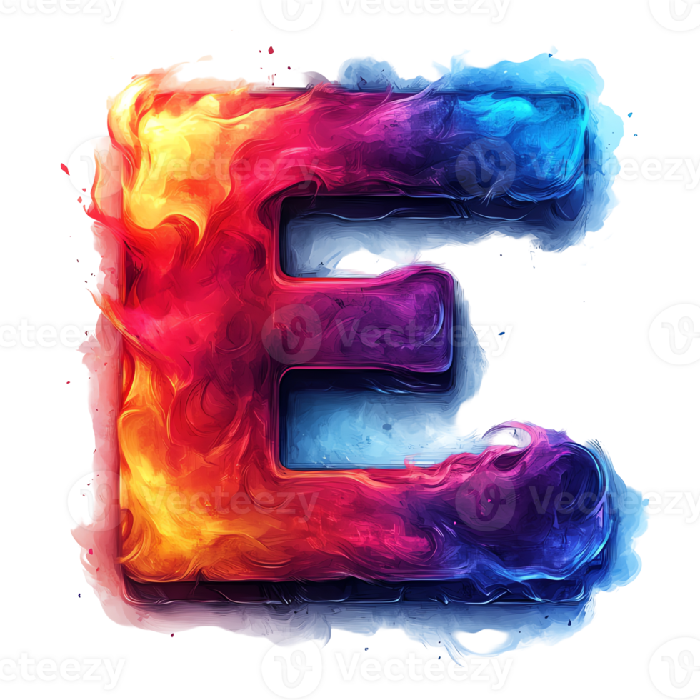 Fiery and icy letter e on transparent background a vivid alphabetical design png
