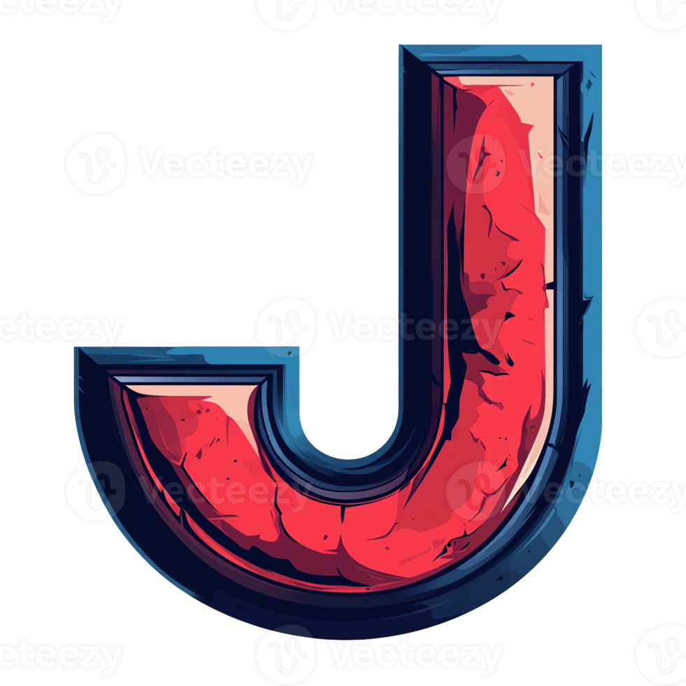 A bold and textured letter j design on transparent background png