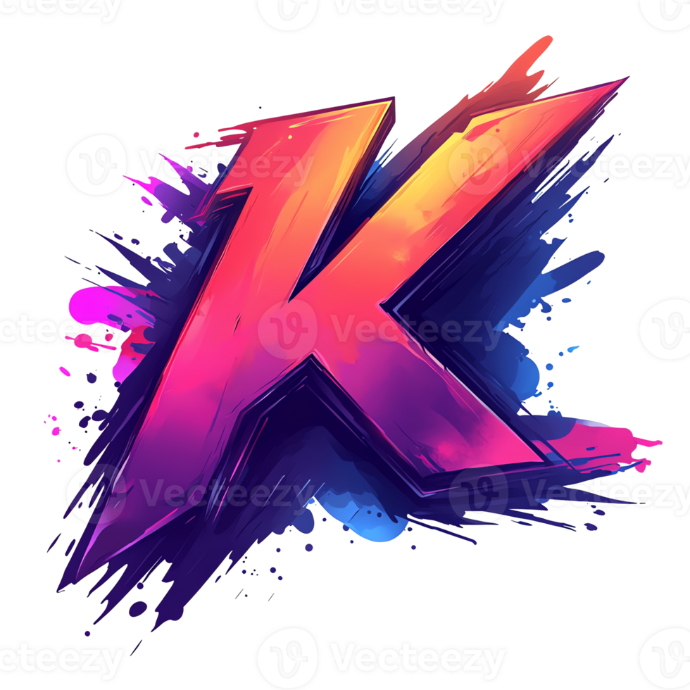 A vibrant and dynamic k logo design on a transparent background perfect for a modern brand identity png