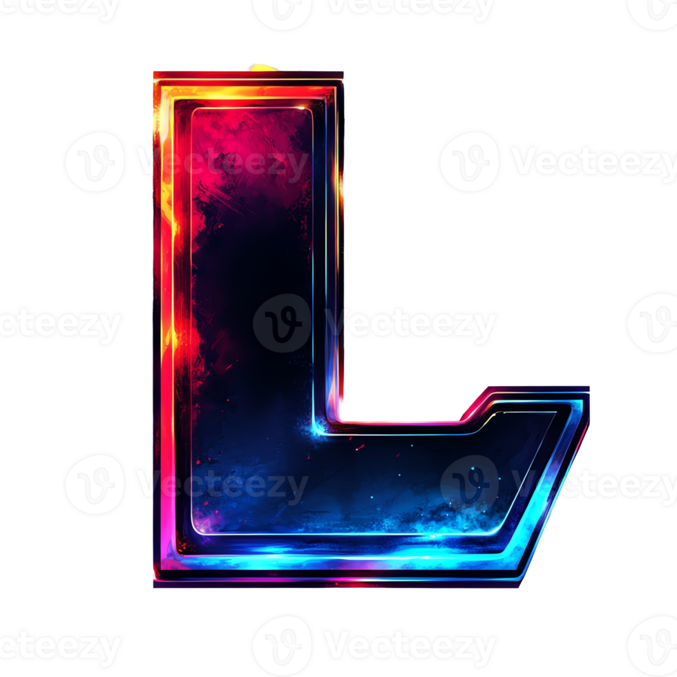 Vibrant glowing letter l on transparent background a colorful and eye catching design element png