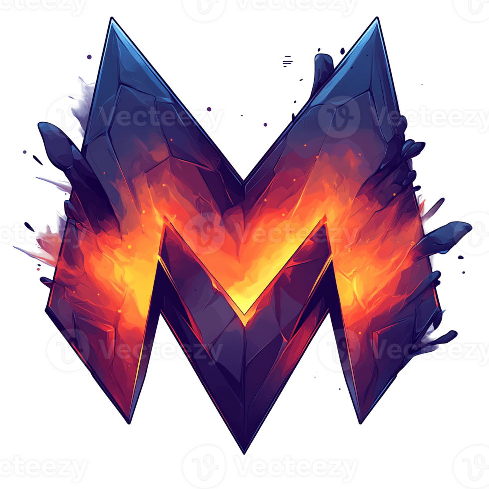 Fiery crystal m letter logo a bold and elegant design on transparent background png