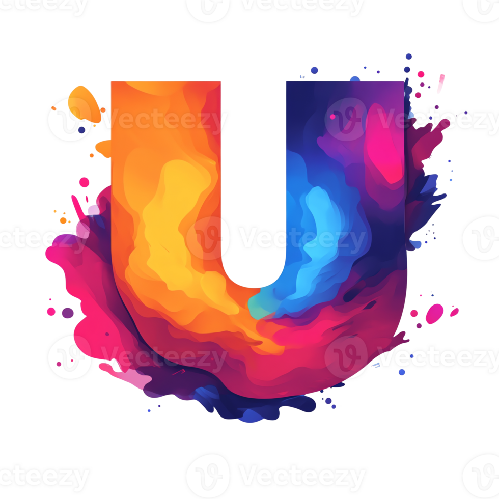 Abstract colorful letter u logo on transparent background a vibrant and modern design png