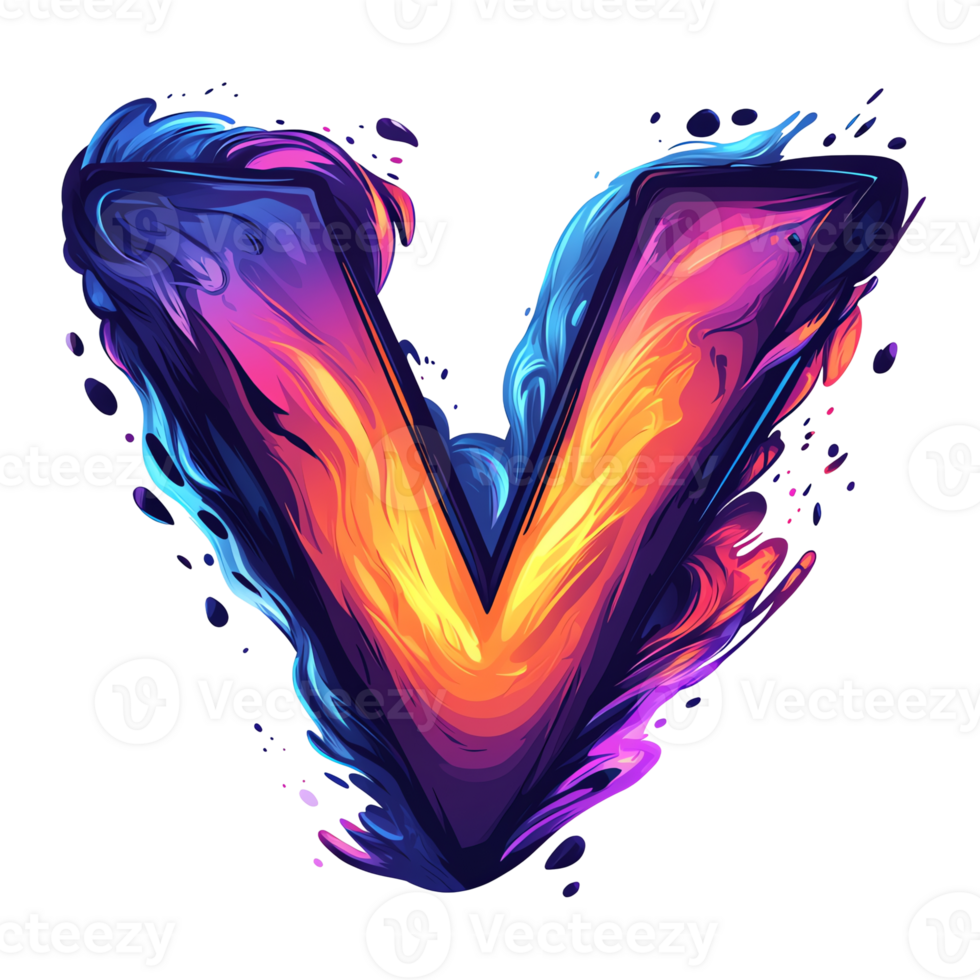 Fiery abstract letter v design on transparent background a vibrant and energetic logo concept png