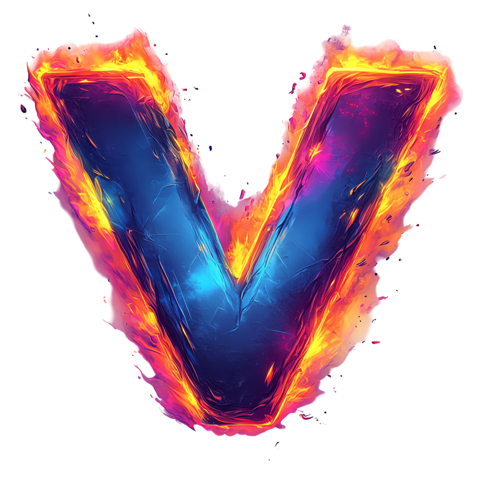 Fiery letter v logo design on transparent background a symbol of power and energy png