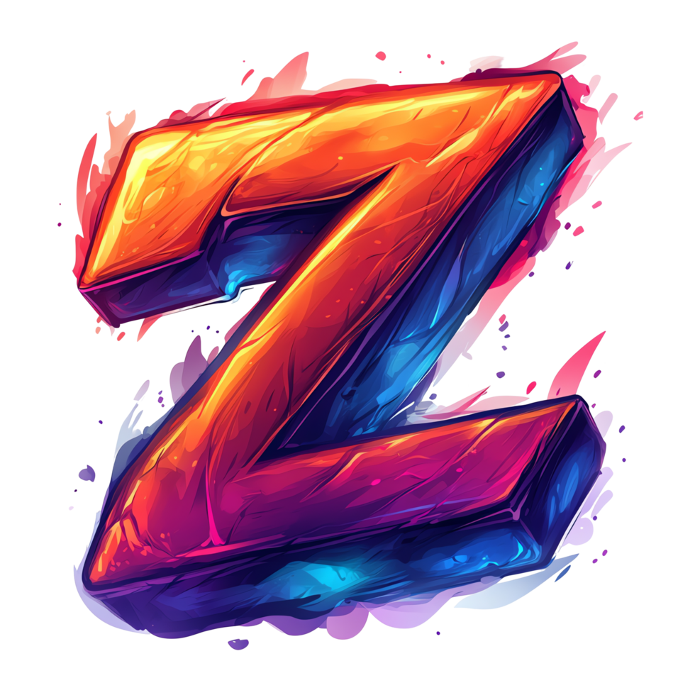 Fiery and vibrant 3 d letter z design on transparent background for logos and branding png