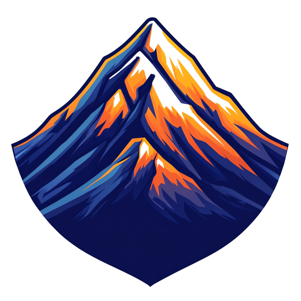Majestic mountain peak logo sunset hues on transparent background png