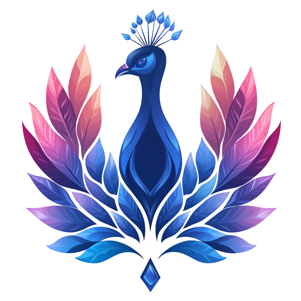 A majestic crystalline peacock design on transparent background png