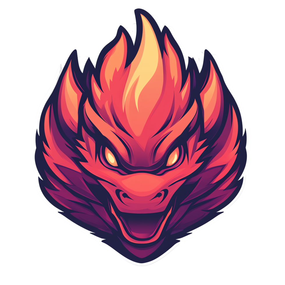 Illustration - Fiery Mythical Creature with Blazing Mane and Intense Gaze png