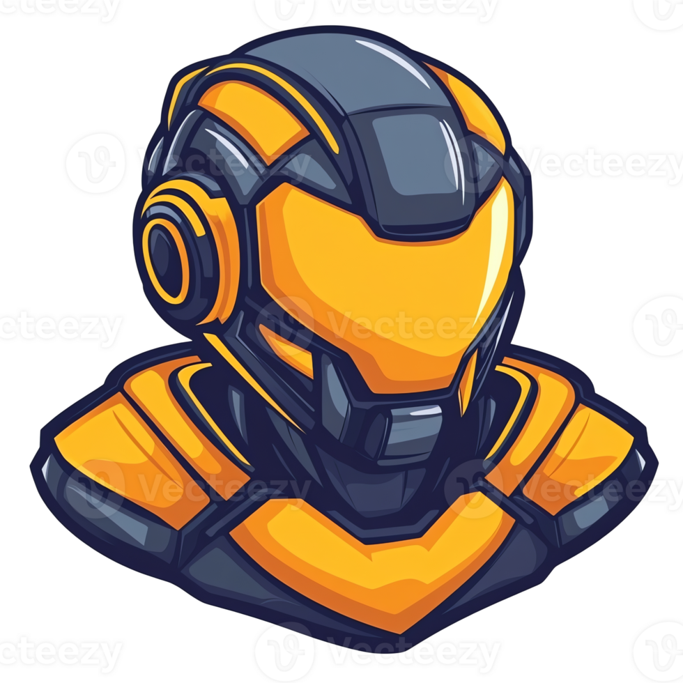 Futuristic robot head illustration on transparent background a cyberpunk style digital art design png